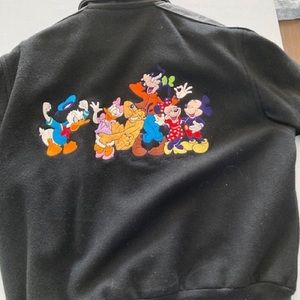 Disney Donald Duck Bomber Jacket, Mens XL, Black, and embroidered. characters
